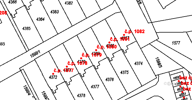 Žamberk 1080 na parcele st. 4369 v KÚ Žamberk, Katastrální mapa