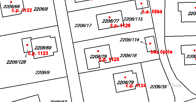 Pelhřimov 1125 na parcele st. 2206/78 v KÚ Pelhřimov, Katastrální mapa