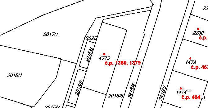 Cheb 1379,1380 na parcele st. 4775 v KÚ Cheb, Katastrální mapa
