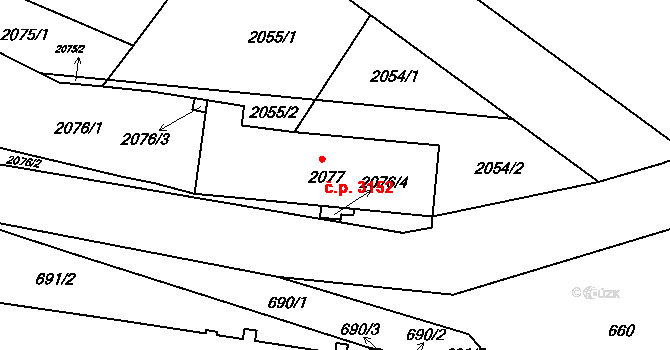 Záběhlice 3152, Praha na parcele st. 2077 v KÚ Záběhlice, Katastrální mapa