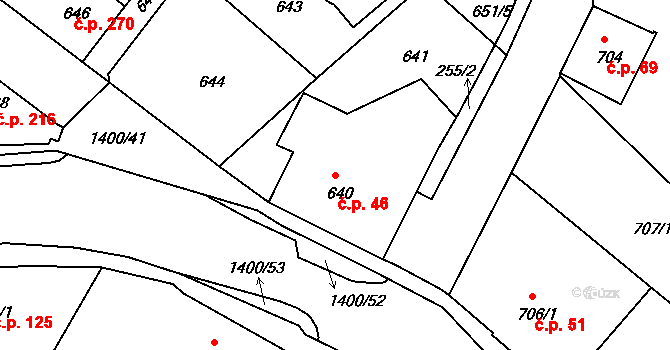 Liberec XI-Růžodol I 46, Liberec na parcele st. 640 v KÚ Růžodol I, Katastrální mapa