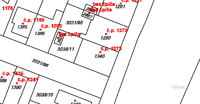 Česká Třebová 1273 na parcele st. 1340 v KÚ Česká Třebová, Katastrální mapa