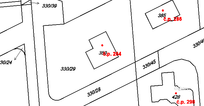 Žilina 264 na parcele st. 353 v KÚ Žilina, Katastrální mapa