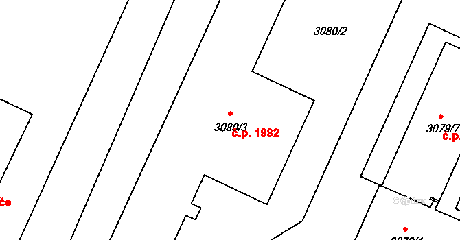 Bruntál 1982 na parcele st. 3080/3 v KÚ Bruntál-město, Katastrální mapa