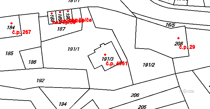 Vrkoslavice 4961, Jablonec nad Nisou na parcele st. 191/3 v KÚ Vrkoslavice, Katastrální mapa