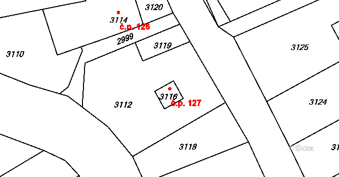 Bravantice 127 na parcele st. 3116 v KÚ Bravantice, Katastrální mapa