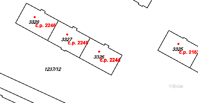 Zábřeh 2244, Ostrava na parcele st. 3326 v KÚ Zábřeh nad Odrou, Katastrální mapa