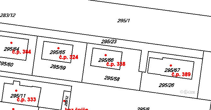 Opatovice 338 na parcele st. 295/66 v KÚ Opatovice u Rajhradu, Katastrální mapa