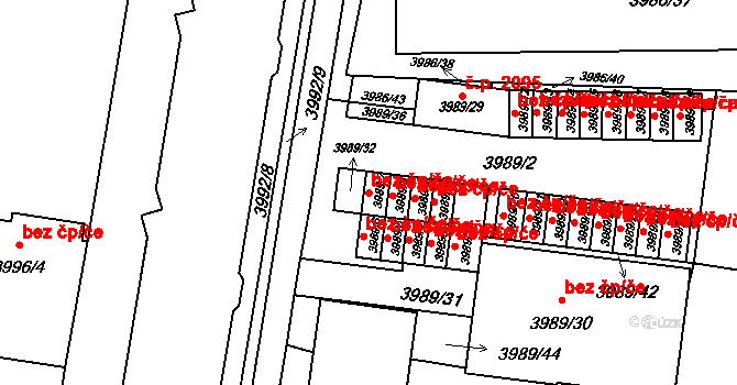 Litoměřice 41083598 na parcele st. 3989/7 v KÚ Litoměřice, Katastrální mapa