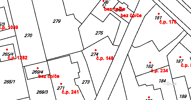 Kylešovice 148, Opava na parcele st. 274 v KÚ Kylešovice, Katastrální mapa