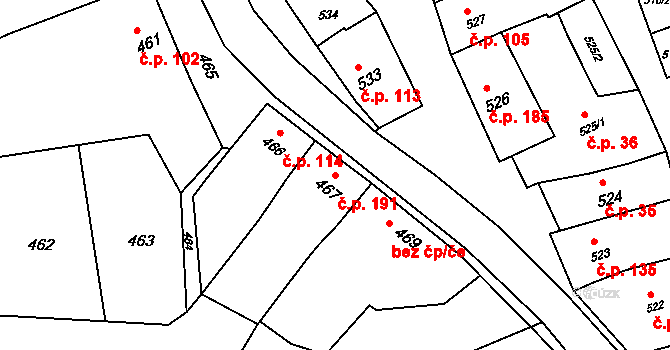 Kobeřice u Brna 191 na parcele st. 467 v KÚ Kobeřice u Brna, Katastrální mapa