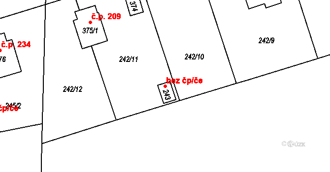 Čechtice 45359598 na parcele st. 243 v KÚ Čechtice, Katastrální mapa