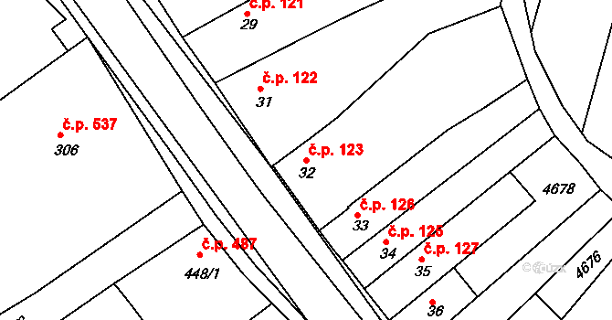 Boršice 123 na parcele st. 32 v KÚ Boršice u Buchlovic, Katastrální mapa