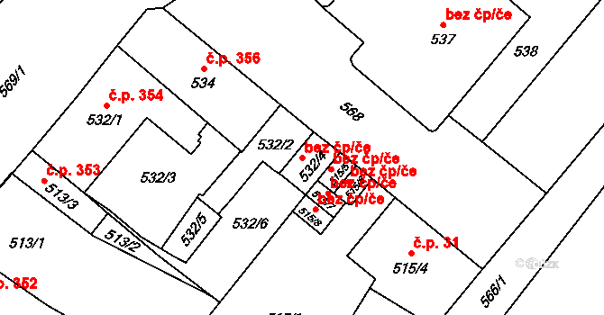 Opava 48704598 na parcele st. 532/4 v KÚ Opava-Město, Katastrální mapa