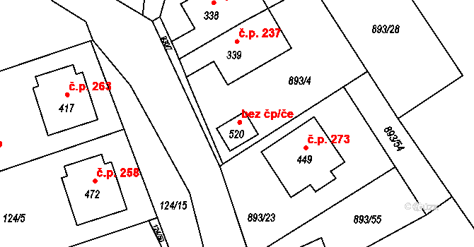 Provodov 78061598 na parcele st. 520 v KÚ Provodov na Moravě, Katastrální mapa