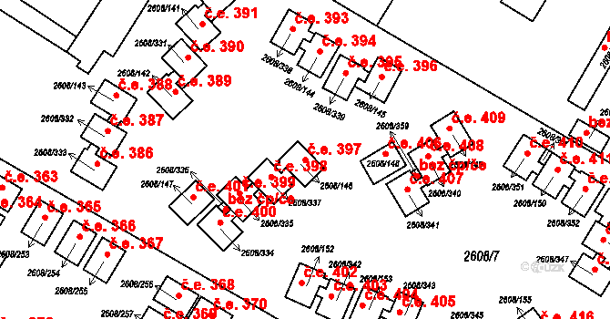 Staré Splavy 397, Doksy na parcele st. 2608/146 v KÚ Doksy u Máchova jezera, Katastrální mapa