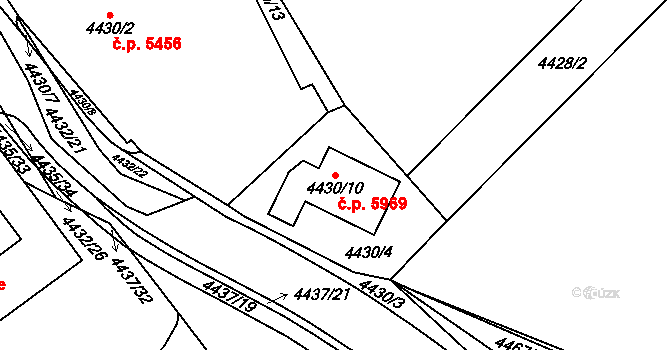 Chomutov 5969 na parcele st. 4430/10 v KÚ Chomutov I, Katastrální mapa