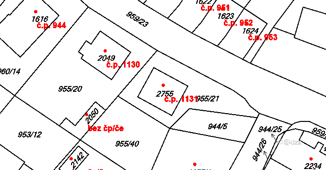 Vodňany II 1131, Vodňany na parcele st. 2755 v KÚ Vodňany, Katastrální mapa