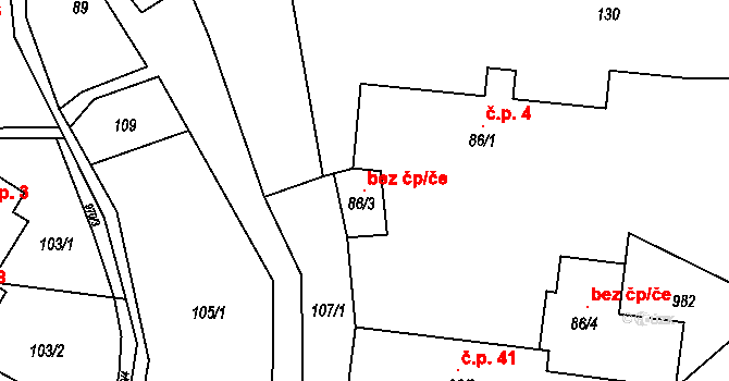Žďár nad Metují 104341599 na parcele st. 86/3 v KÚ Žďár nad Metují, Katastrální mapa