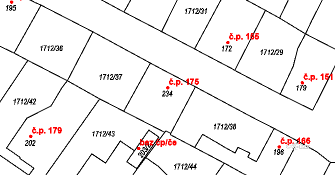Tymákov 175 na parcele st. 234 v KÚ Tymákov, Katastrální mapa