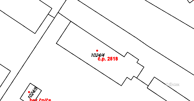 Znojmo 2518 na parcele st. 1024/4 v KÚ Znojmo-město, Katastrální mapa