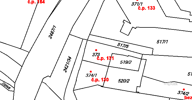 Hranice I-Město 131, Hranice na parcele st. 373 v KÚ Hranice, Katastrální mapa