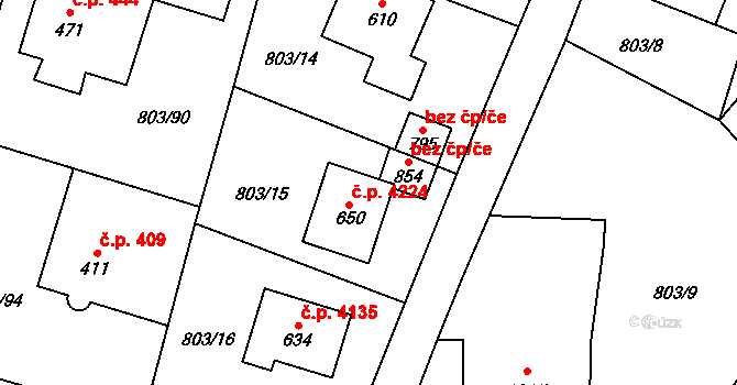 Kokonín 4224, Jablonec nad Nisou na parcele st. 650 v KÚ Kokonín, Katastrální mapa