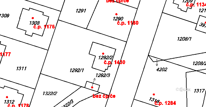 Čelákovice 1430 na parcele st. 1292/2 v KÚ Čelákovice, Katastrální mapa
