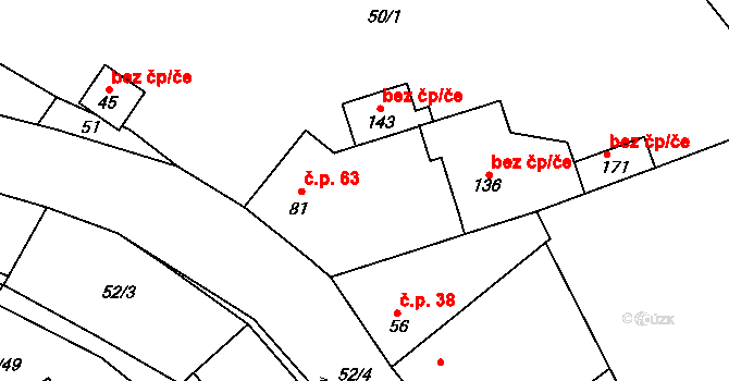 Žižice 63 na parcele st. 81 v KÚ Žižice, Katastrální mapa