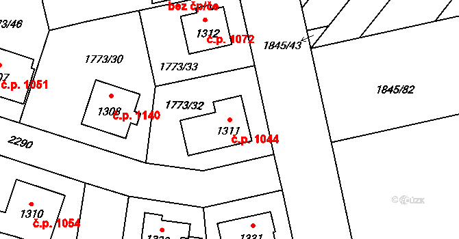 Šumperk 1044 na parcele st. 1311 v KÚ Šumperk, Katastrální mapa