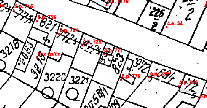 Lanžhot 771 na parcele st. 822 v KÚ Lanžhot, Katastrální mapa