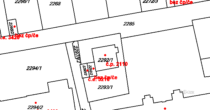 Ústí nad Labem-centrum 2110, Ústí nad Labem na parcele st. 2292/1 v KÚ Ústí nad Labem, Katastrální mapa