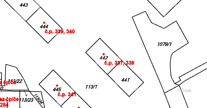 Jablonné nad Orlicí 337,338 na parcele st. 441 v KÚ Jablonné nad Orlicí, Katastrální mapa