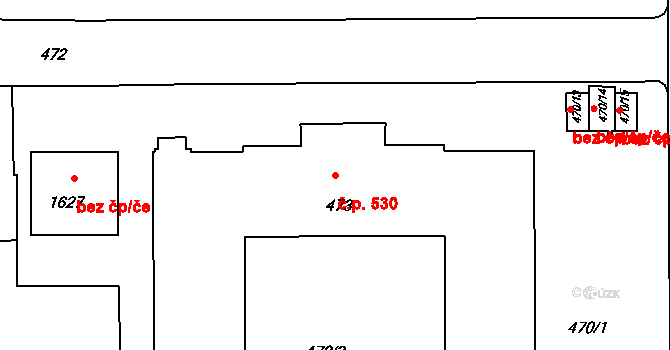 Komárov 530, Brno na parcele st. 473 v KÚ Komárov, Katastrální mapa