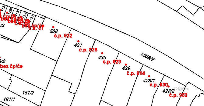 Litovel 829 na parcele st. 430 v KÚ Litovel, Katastrální mapa