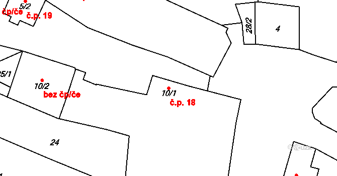 Ohučov 18, Staňkov na parcele st. 10/1 v KÚ Ohučov, Katastrální mapa