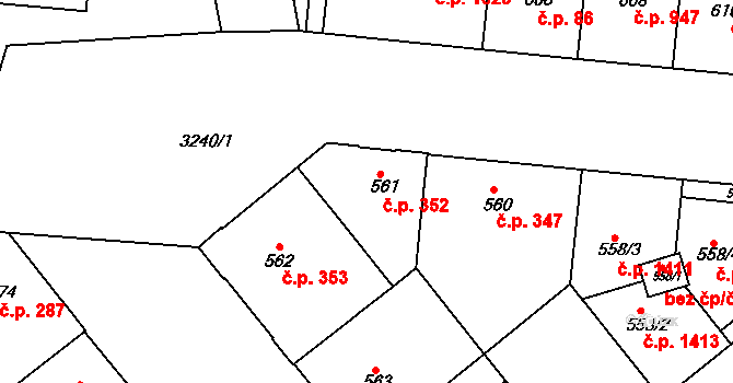 Michle 352, Praha na parcele st. 561 v KÚ Michle, Katastrální mapa