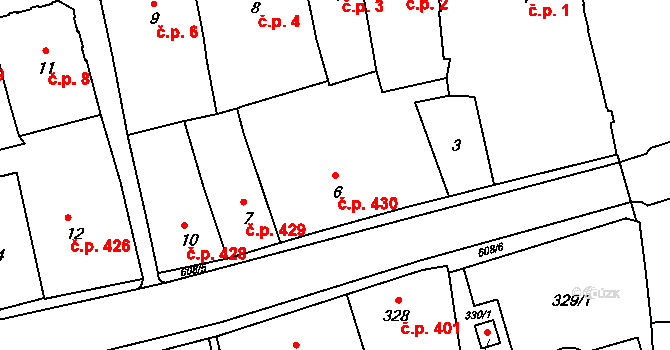 Šluknov 430 na parcele st. 6 v KÚ Šluknov, Katastrální mapa