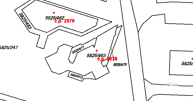 Česká Lípa 2978 na parcele st. 5825/463 v KÚ Česká Lípa, Katastrální mapa