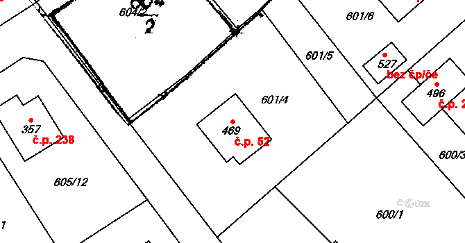 Cheznovice 52 na parcele st. 469 v KÚ Cheznovice, Katastrální mapa