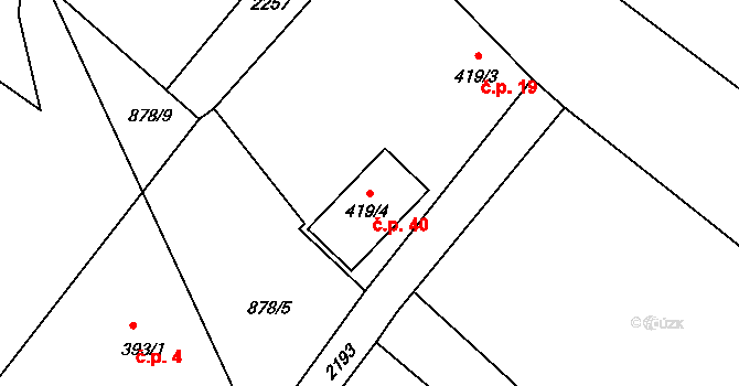 Staňkova Lhota 40, Sobotka na parcele st. 419/4 v KÚ Staňkova Lhota, Katastrální mapa
