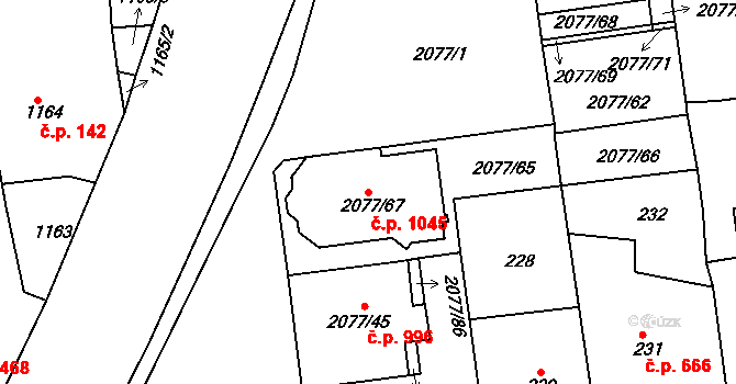 Třemošná 1045 na parcele st. 2077/67 v KÚ Třemošná, Katastrální mapa