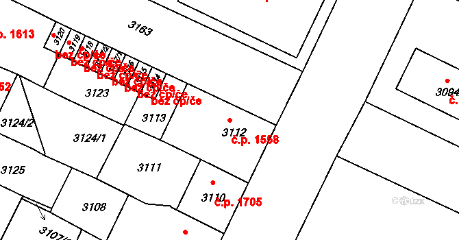Předměstí 1558, Litoměřice na parcele st. 3112 v KÚ Litoměřice, Katastrální mapa
