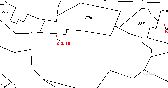 Kobylí a Plchov 10, Bystřice na parcele st. 15 v KÚ Kobylí, Katastrální mapa