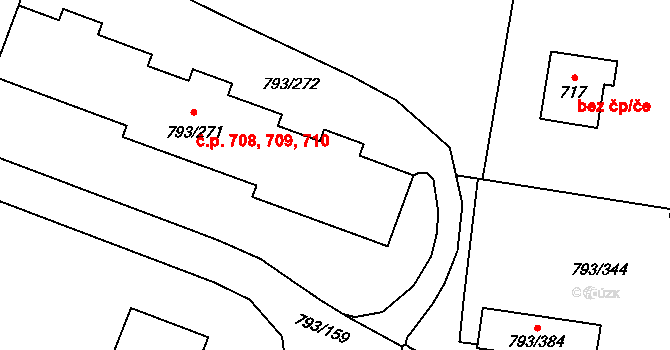 Výškovice 708,709,710, Ostrava na parcele st. 793/271 v KÚ Výškovice u Ostravy, Katastrální mapa