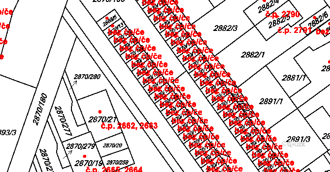 Teplice 39148599 na parcele st. 2870/123 v KÚ Teplice, Katastrální mapa