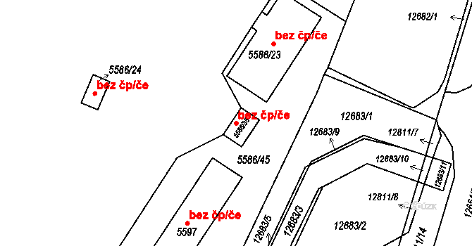 Plzeň 41786599 na parcele st. 5586/35 v KÚ Plzeň 4, Katastrální mapa