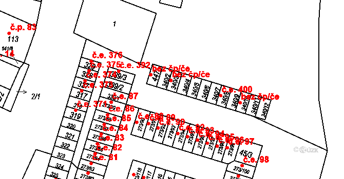 Obrnice 43690599 na parcele st. 340/3 v KÚ Obrnice, Katastrální mapa