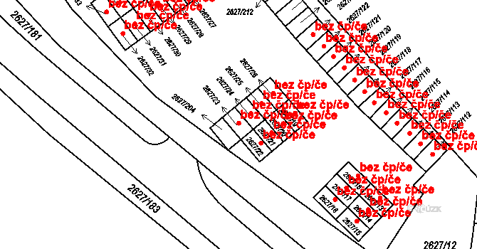 Opava 43817599 na parcele st. 2627/23 v KÚ Opava-Předměstí, Katastrální mapa