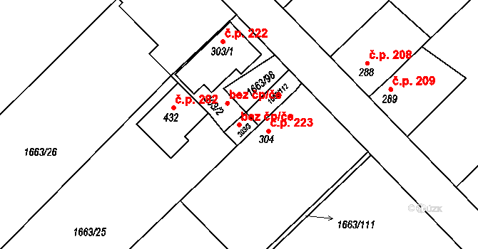 Chotusice 44002599 na parcele st. 303/3 v KÚ Chotusice, Katastrální mapa